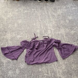 Likely Purple Ruffled Off-Shoulder Blouse